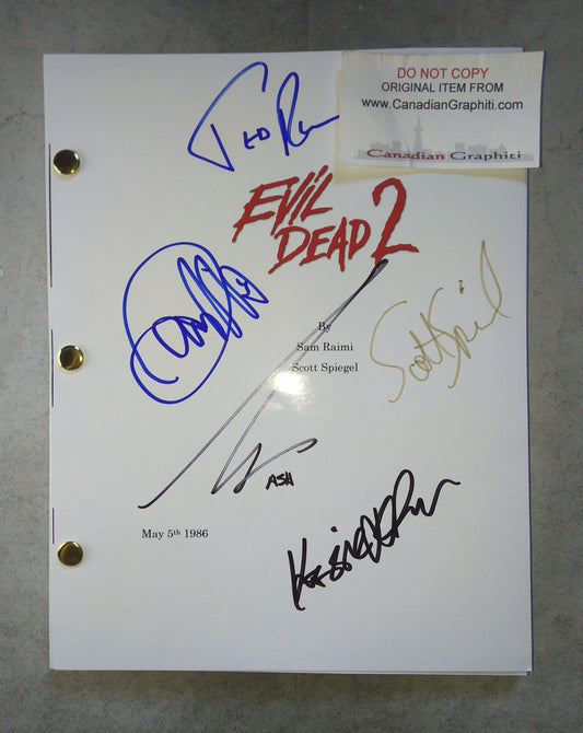 Evil Dead 2 Cast Hand Signed Autograph Script COA