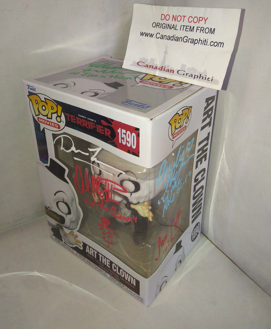 Terrifier 5x Cast Hand Signed Autograph Art The Clown Funko Pop COA