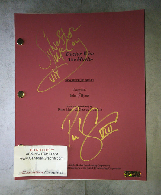 Paul McGann & Sylvester McCoy Hand Signed Autograph Doctor Who Script COA
