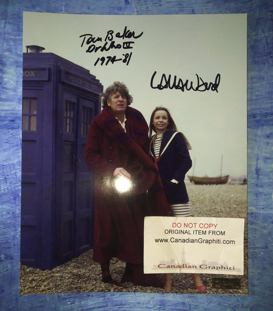 Lalla Ward & Tom Baker Hand Signed Autograph 8x10 Photo COA Doctor Who