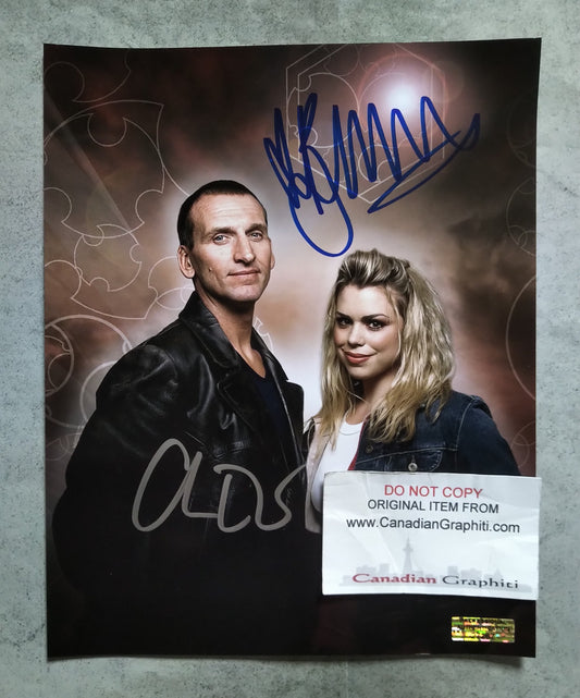 Billie Piper & Christopher Eccleston Hand Signed Autograph 8x10 Photo COA Doctor Who