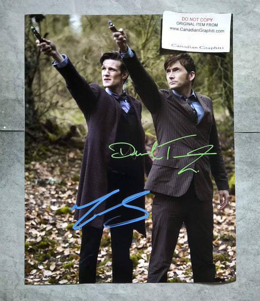 David Tennant & Matt Smith Hand Signed Autograph 11x14 Photo COA Doctor Who