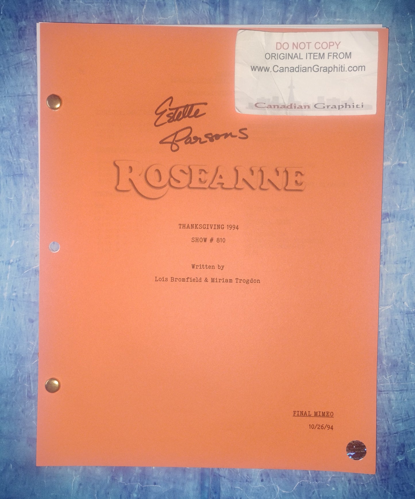 Estelle Parsons Hand Signed Autograph Roseanne Script COA