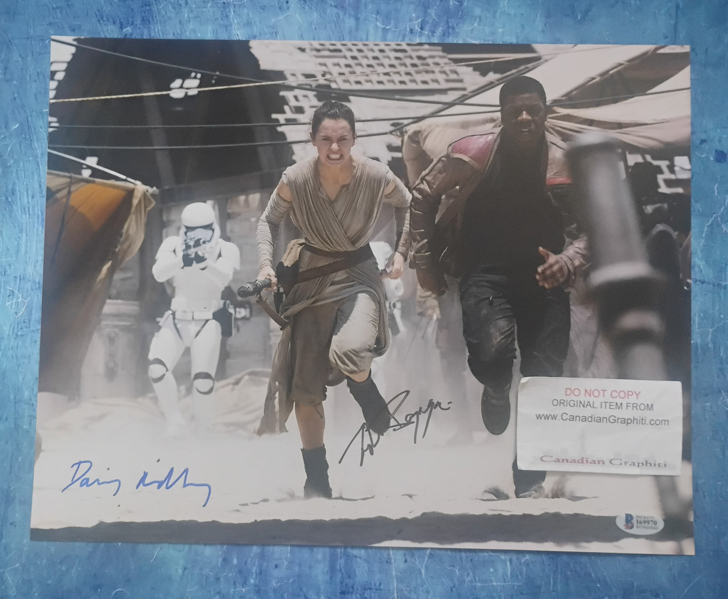 Daisy Ridley & John Boyega Hand Signed Autograph 11x14 Photo BAS COA Star Wars