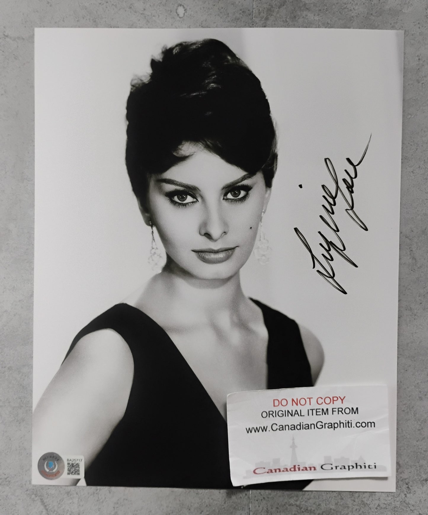 Sophia Loren Hand Signed Autograph 8x10 Photo BAS COA