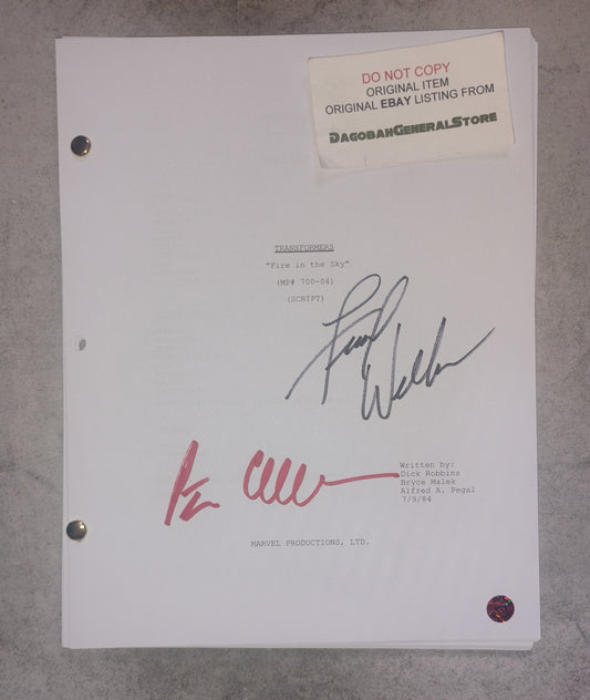 Peter Cullen & Frank Welker Hand Signed Autograph Transformers Script COA
