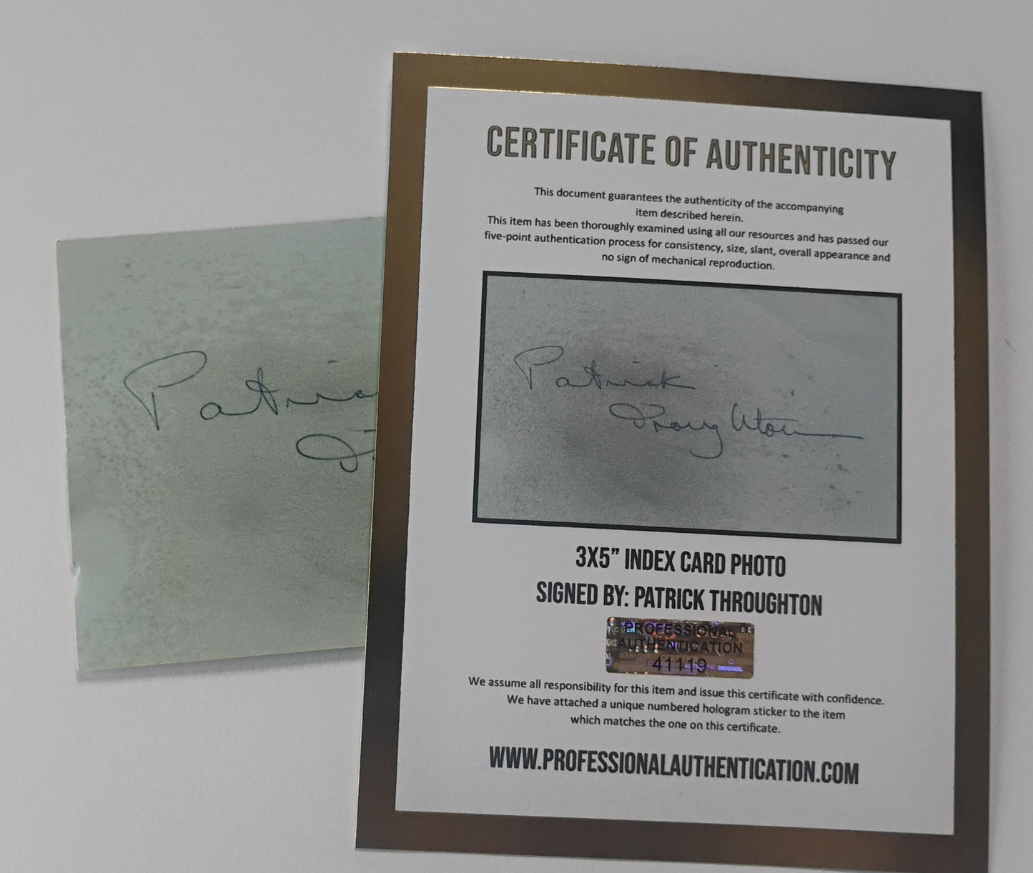 Patrick Throughton Hand Signed Autograph Index Card COA Doctor Who