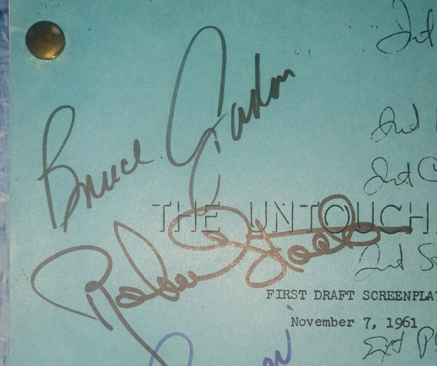 The Untouchables 5x Cast Hand Signed Autograph Script JSA COA Robert Stack