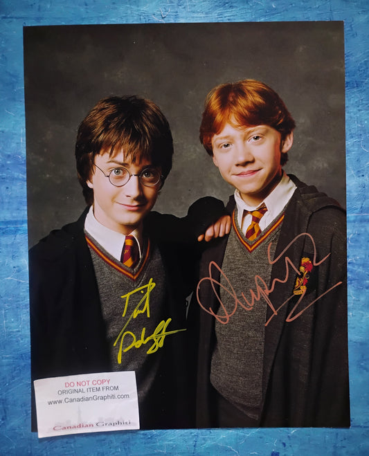 Daniel Radcliffe & Rupert Grint Hand Signed Autograph 11x14 Photo COA Harry Potter