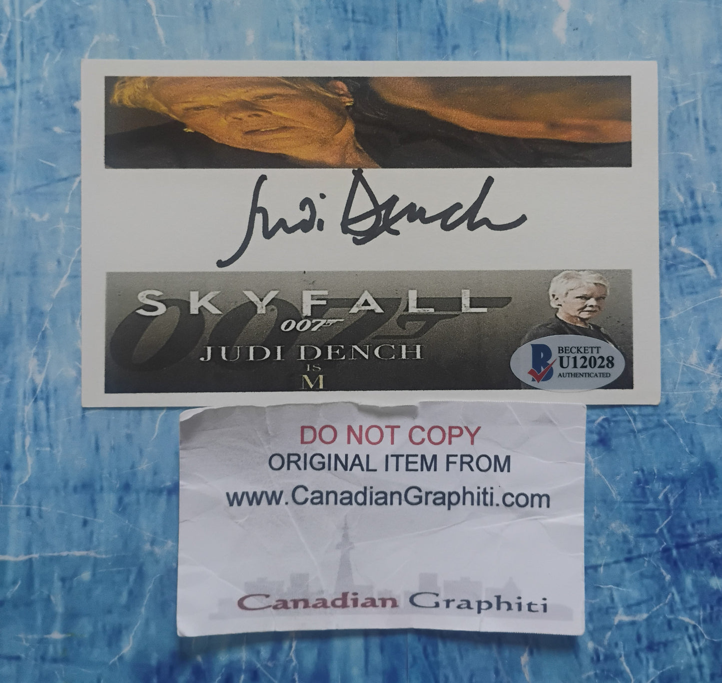 Judi Dench Hand Signed Autograph Index Card BAS COA James Bond
