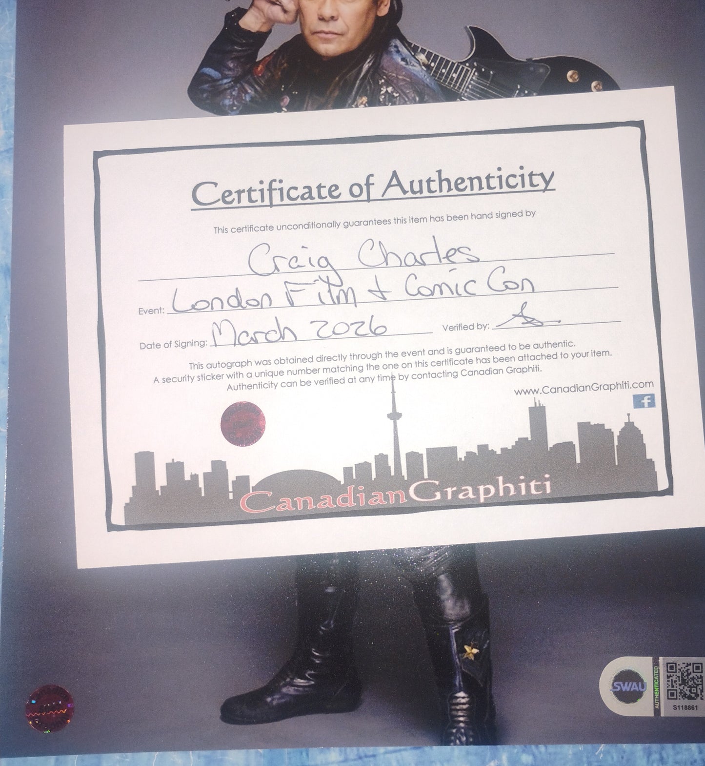 Craig Charles Hand Signed Autograph 8x10 Photo SWAU COA Red Dwarf