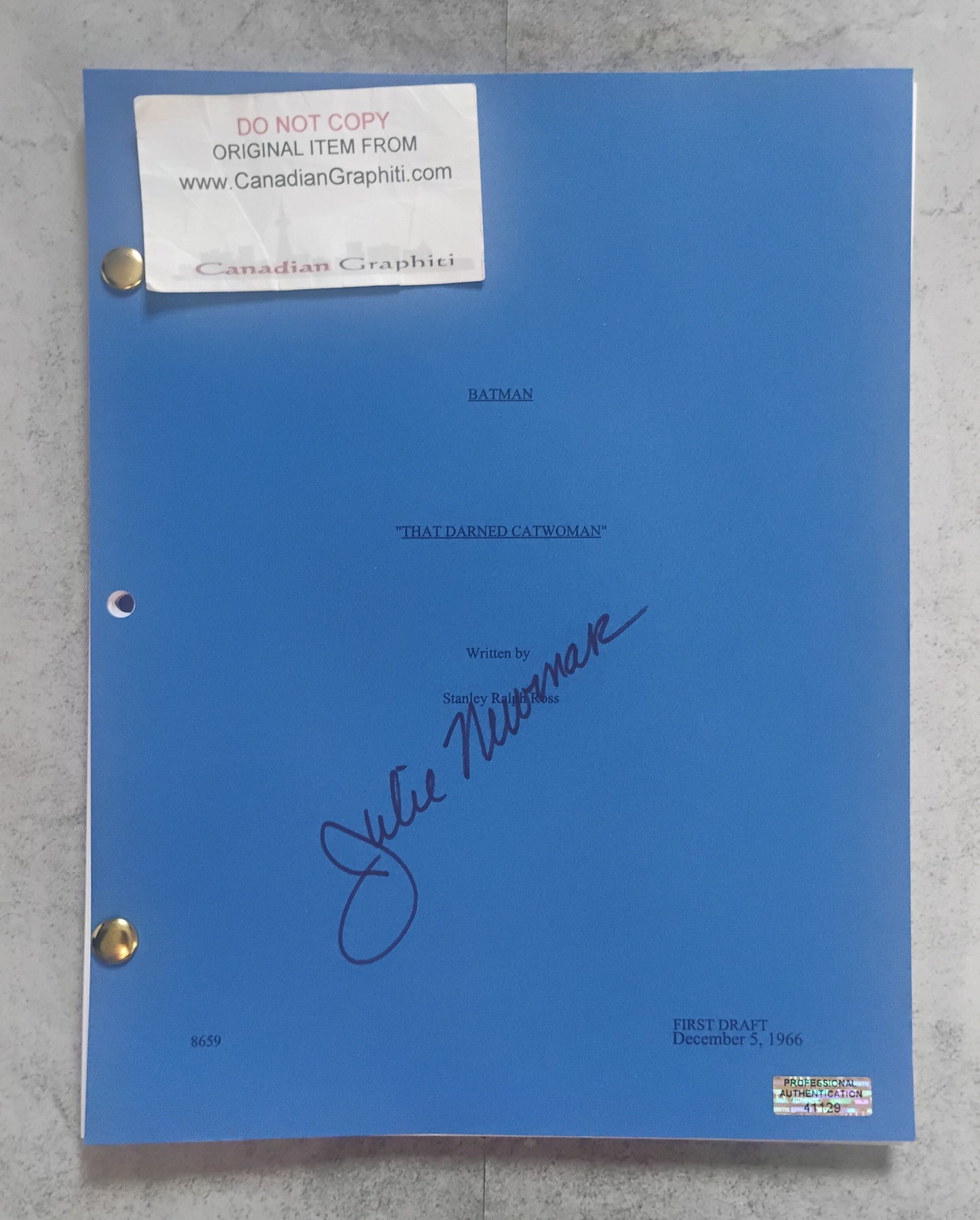 Julie Newmar Hand Signed Autograph Batman Script COA