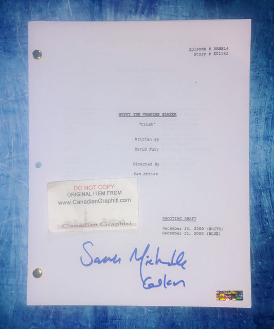 Sarah Michelle Gellar Hand Signed Autograph Buffy The Vampire Slayer Script COA