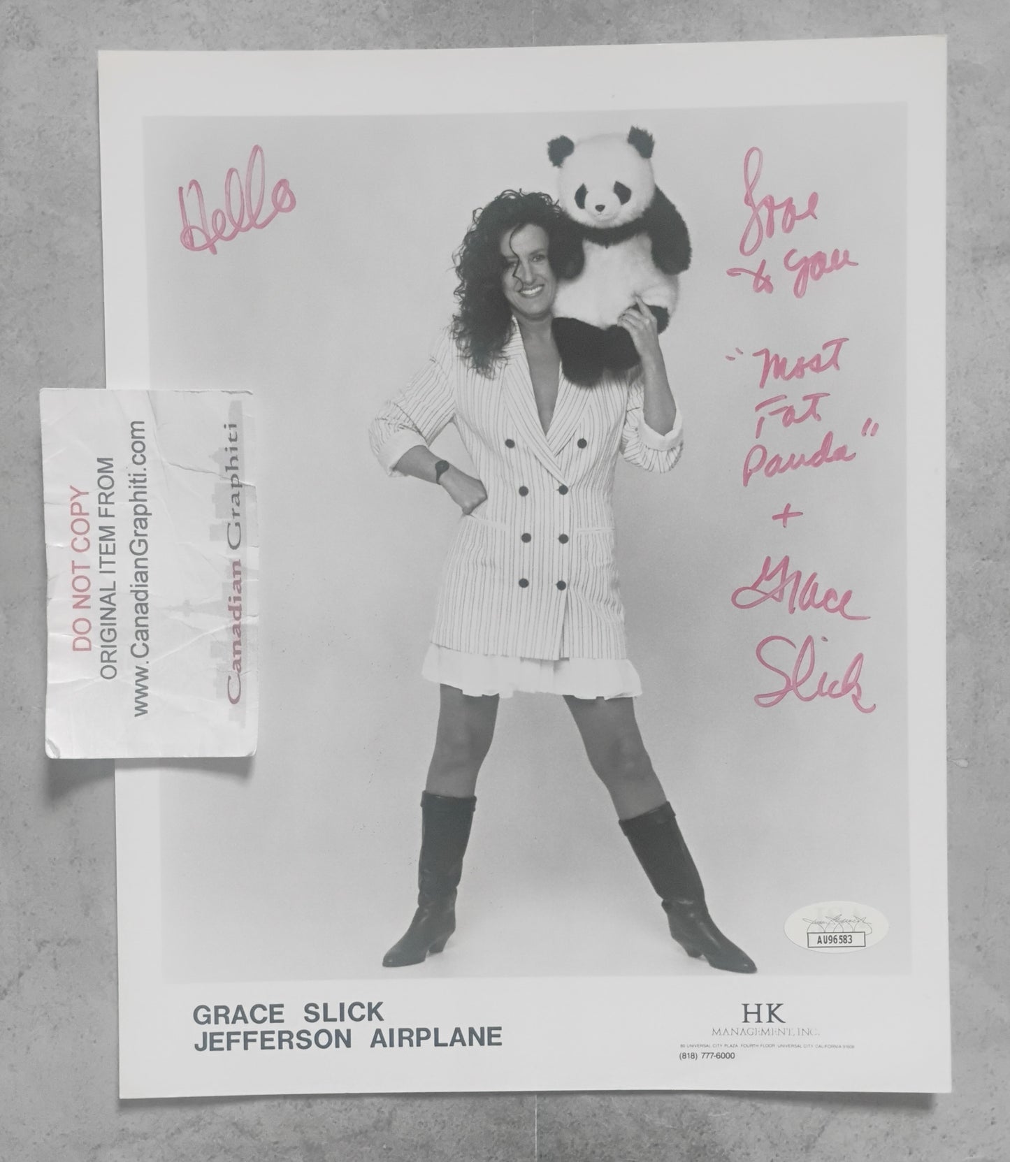 Grace Slick Hand Signed Autograph 8x10 Photo JSA COA