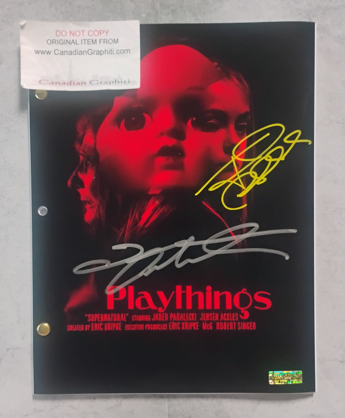 Jared Padalecki & Jensen Ackles Hand Signed Autograph Supernatural Script COA