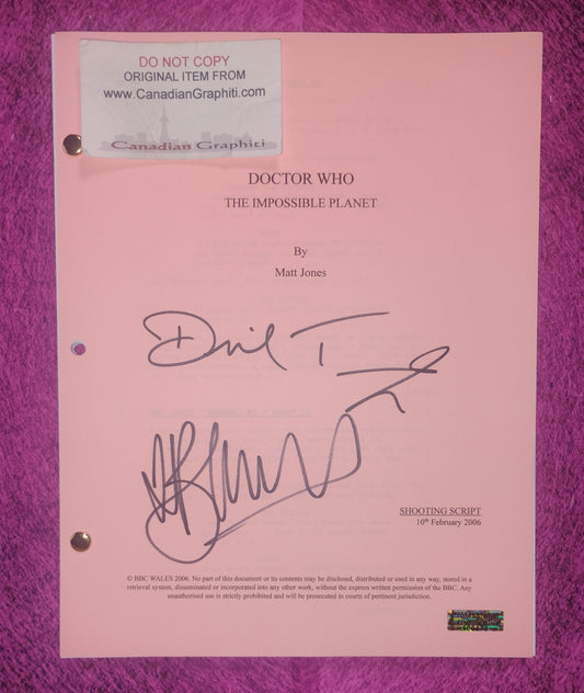 David Tennant & Billie Piper Hand Signed Autograph Doctor Who Script COA
