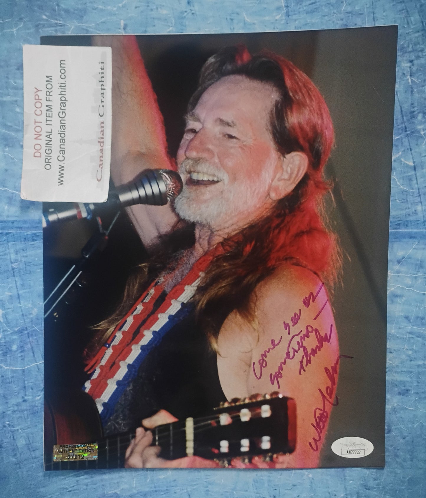 Willie Nelson Hand Signed Autograph 8x10 Photo JSA COA