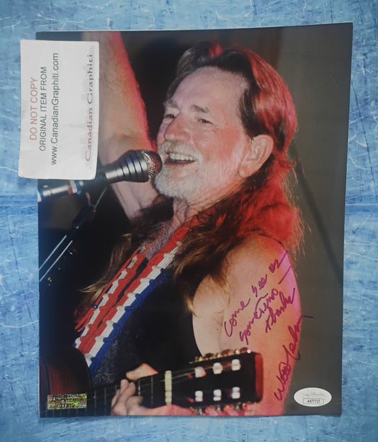 Willie Nelson Hand Signed Autograph 8x10 Photo JSA COA