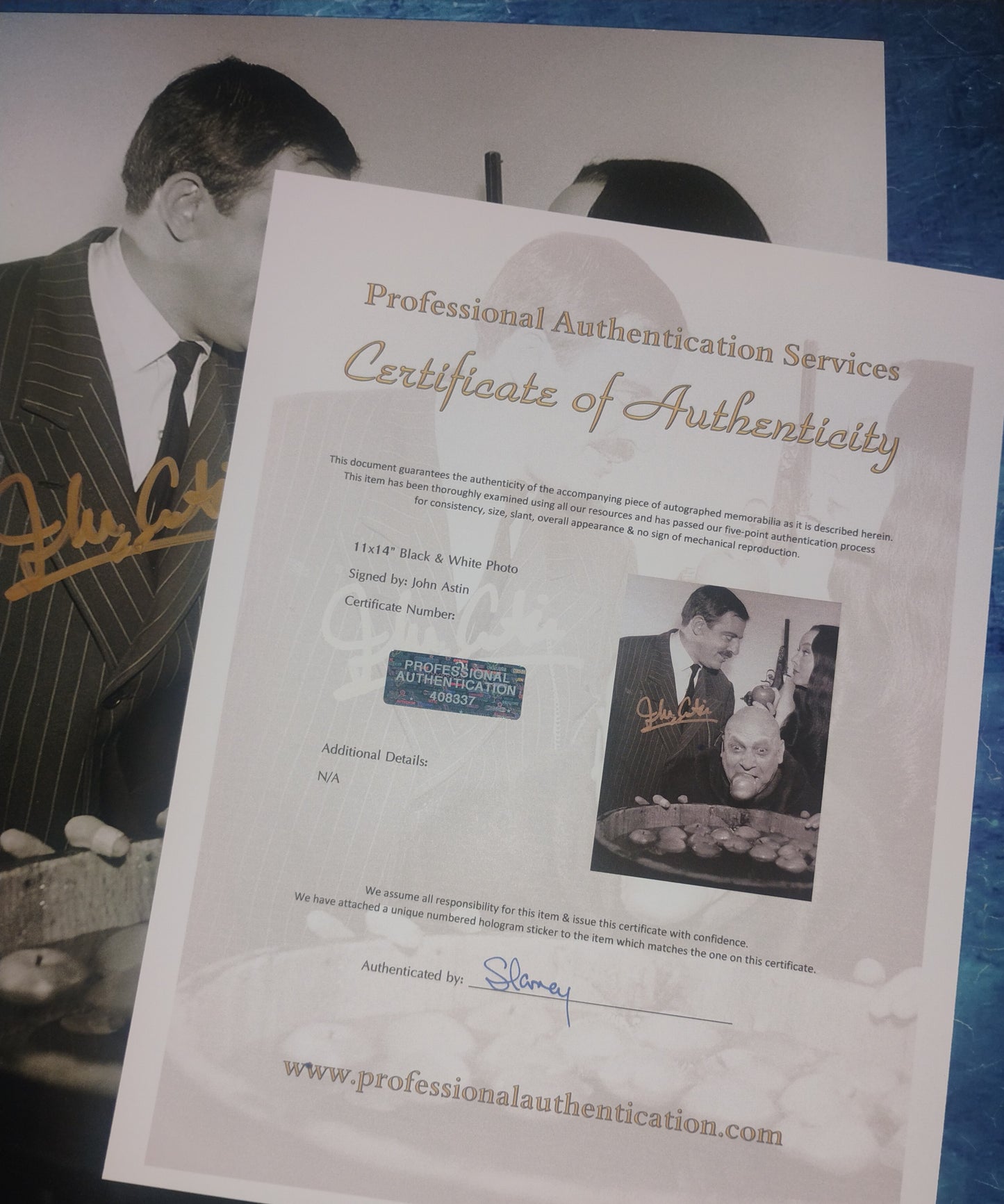 John Astin Hand Signed Autograph 11x14 Photo COA The Addams Family