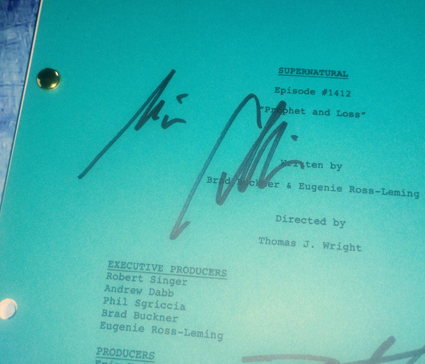 Jensen Ackles & Misha Collins Hand Signed Autograph Supernatural Script COA