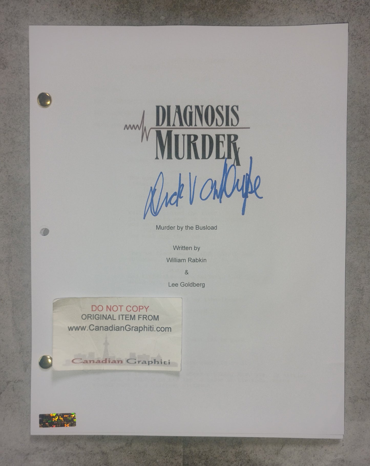 Dick Van Dyke Hand Signed Autograph Diagnosis Murder Script COA