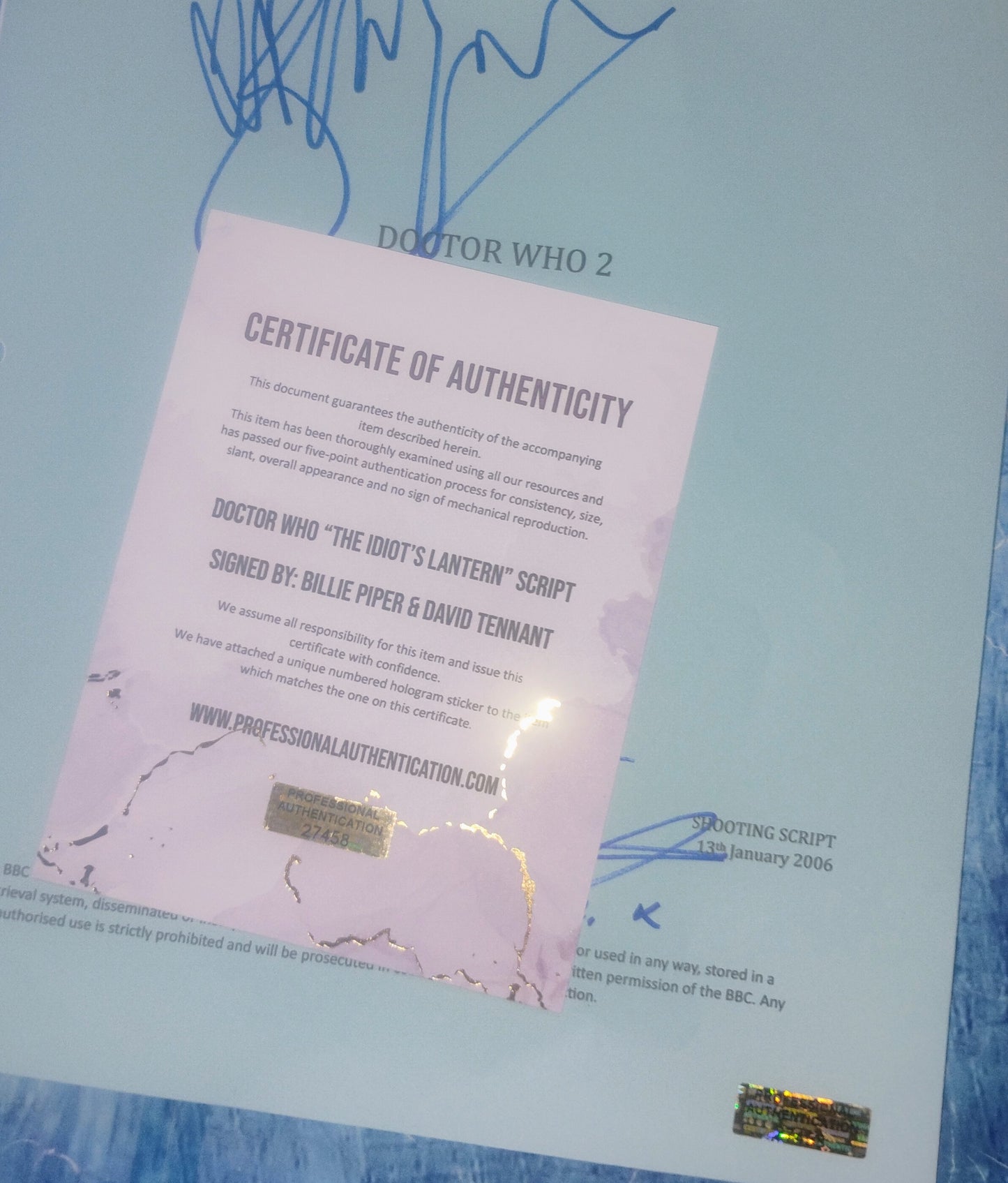 Billie Piper & David Tennant Hand Signed Autograph Doctor Who Script COA