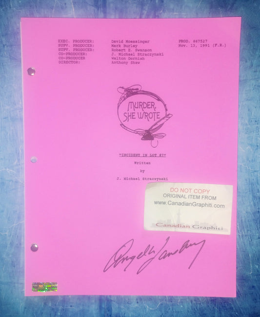 Angela Lansbury Hand Signed Autograph Murder She Wrote Script COA