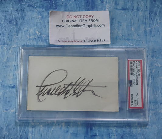 Charlton Heston Hand Signed Autograph Index Card Slabbed PSA COA