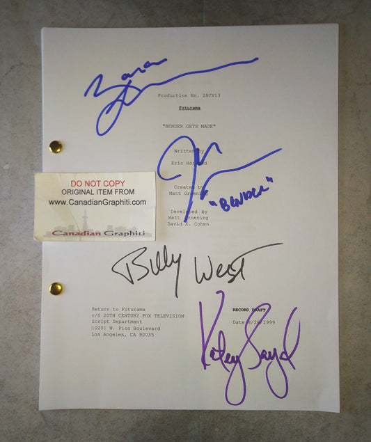 Futurama 4x Cast Hand Signed Autograph Script COA