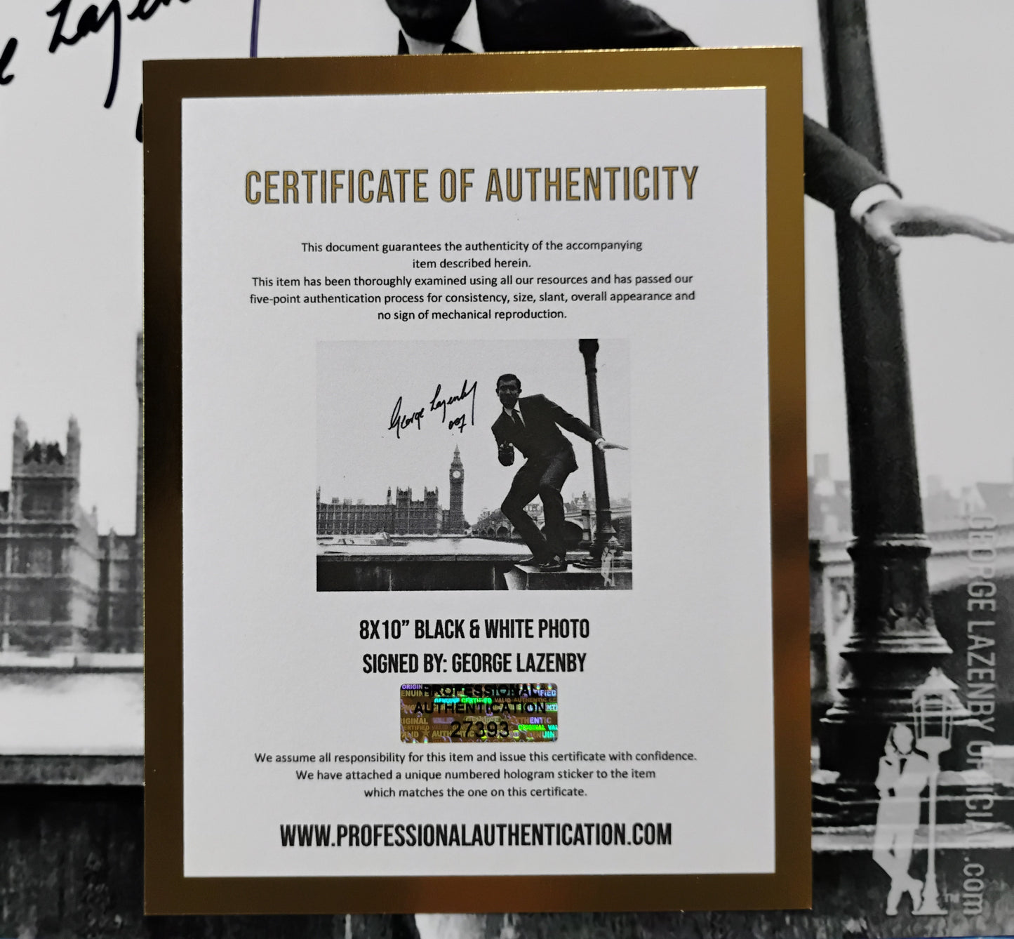 George Lazenby Hand Signed Autograph 8x10 Photo COA James Bond