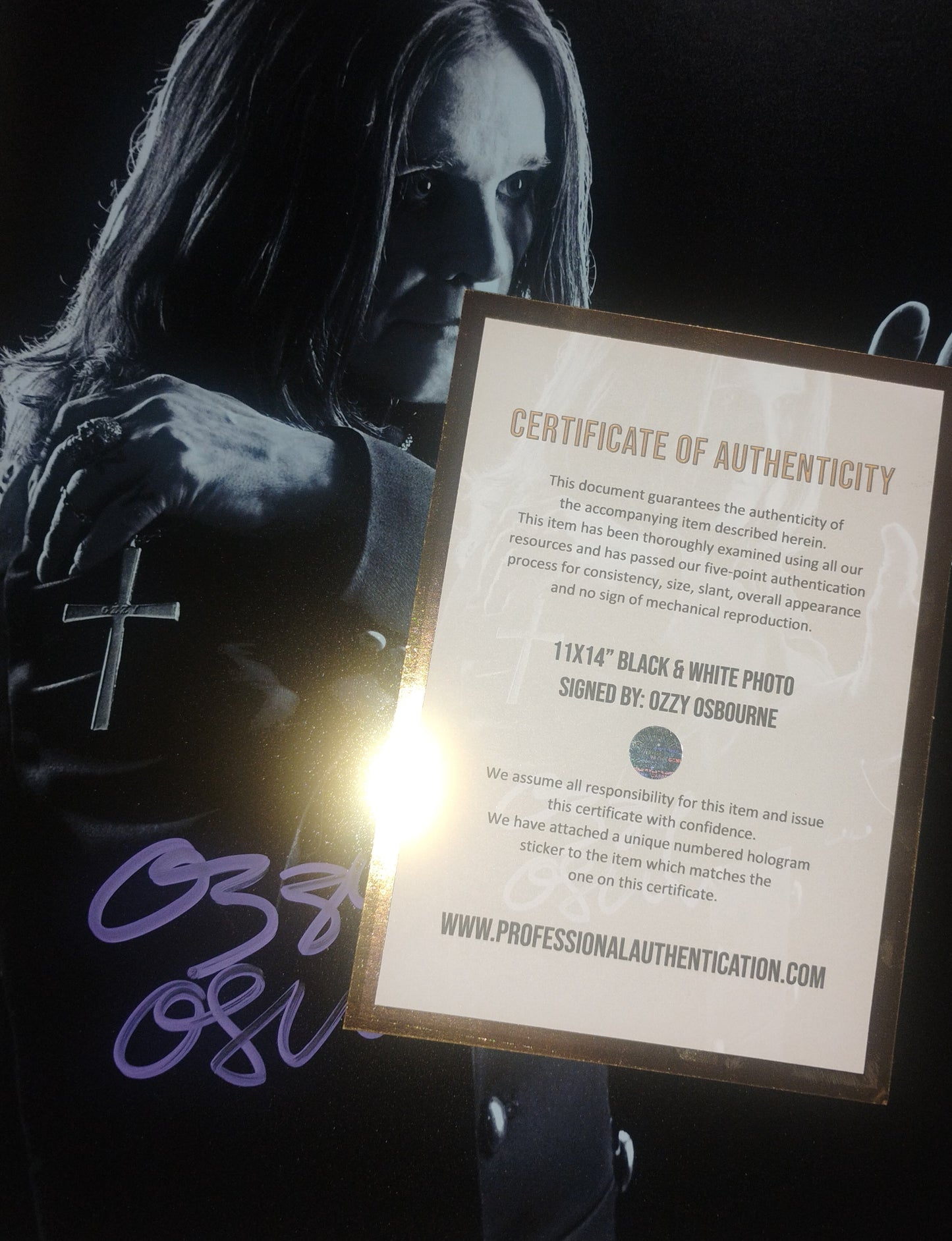 Ozzy Osbourne Hand Signed Autograph 11x14 Photo COA