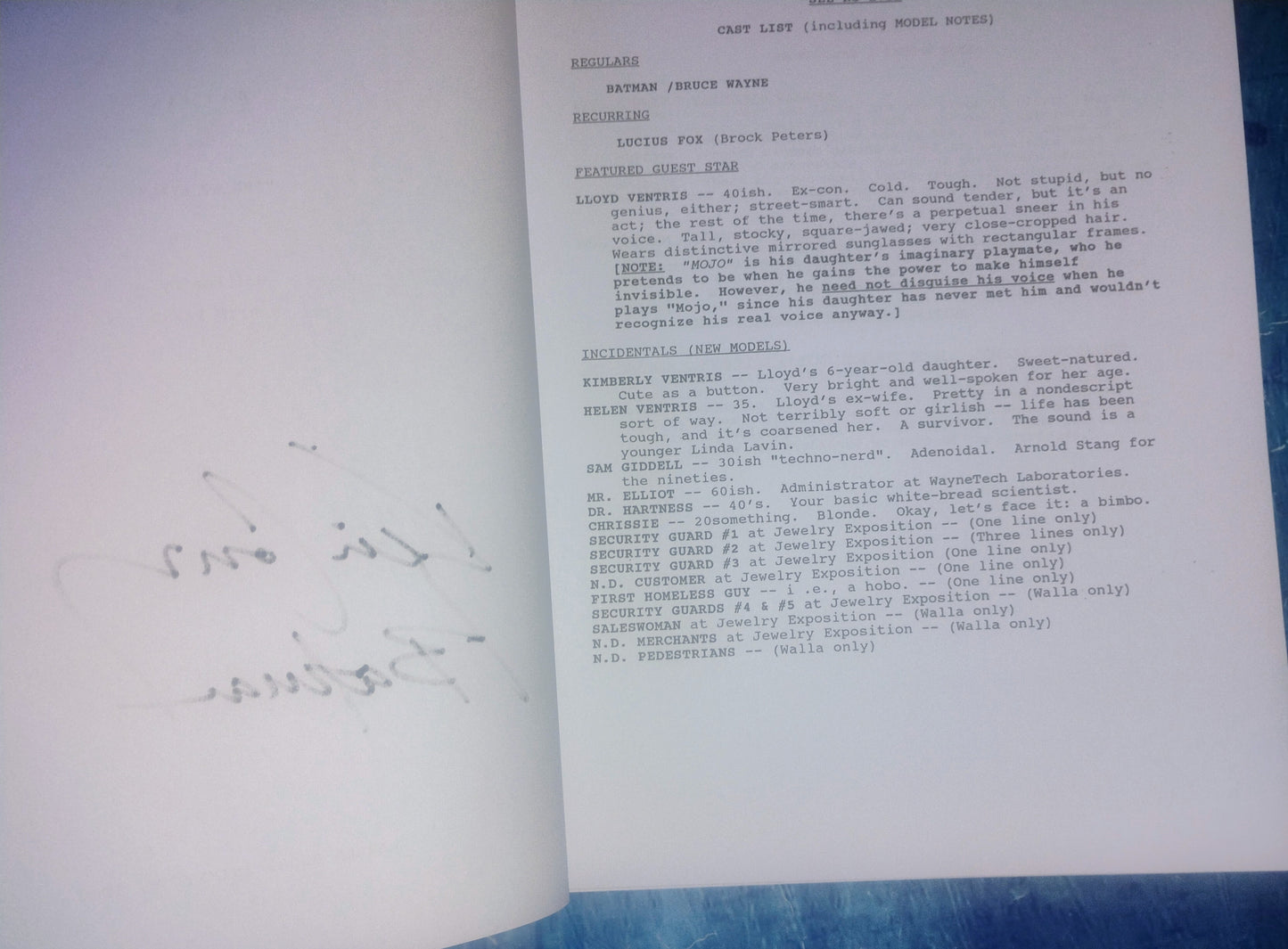 Kevin Conroy Hand Signed Autograph Batman Animated Series Script COA