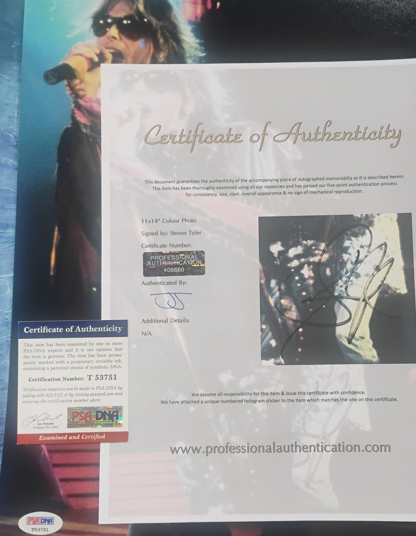 Steven Tyler Hand Signed Autograph 11x14 Photo COA + PSA Aerosmith