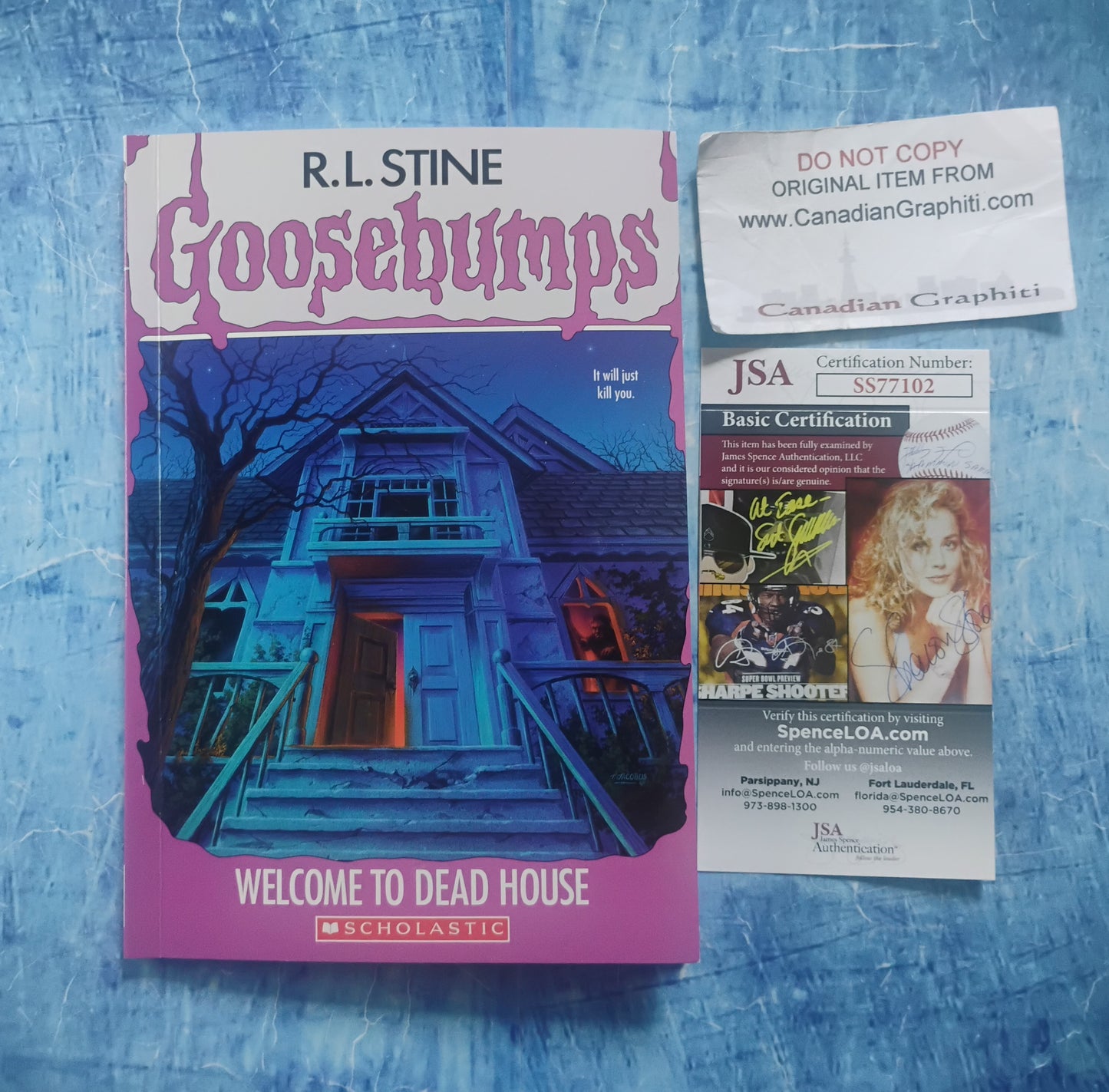 R.L. Stine & Tim Jacobus Hand Signed Autograph Goosebumps Book JSA COA