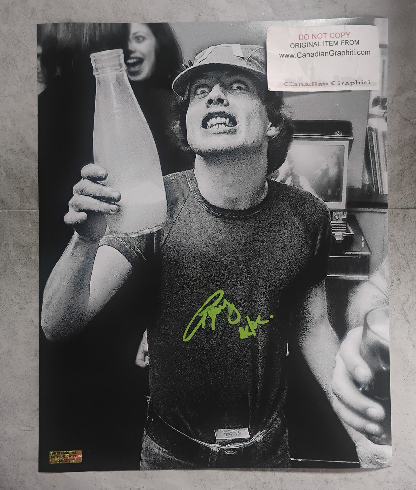 Angus Young AC/DC Hand Signed Autograph 11x14 Photo COA