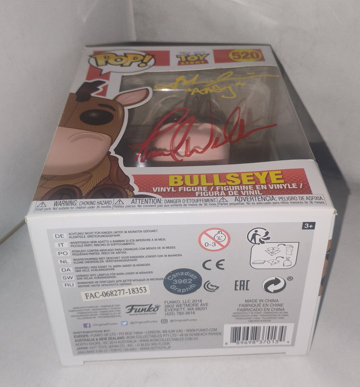 Frank Welker & John Morris Hand Signed Autograph Toy Story Funko Pop COA