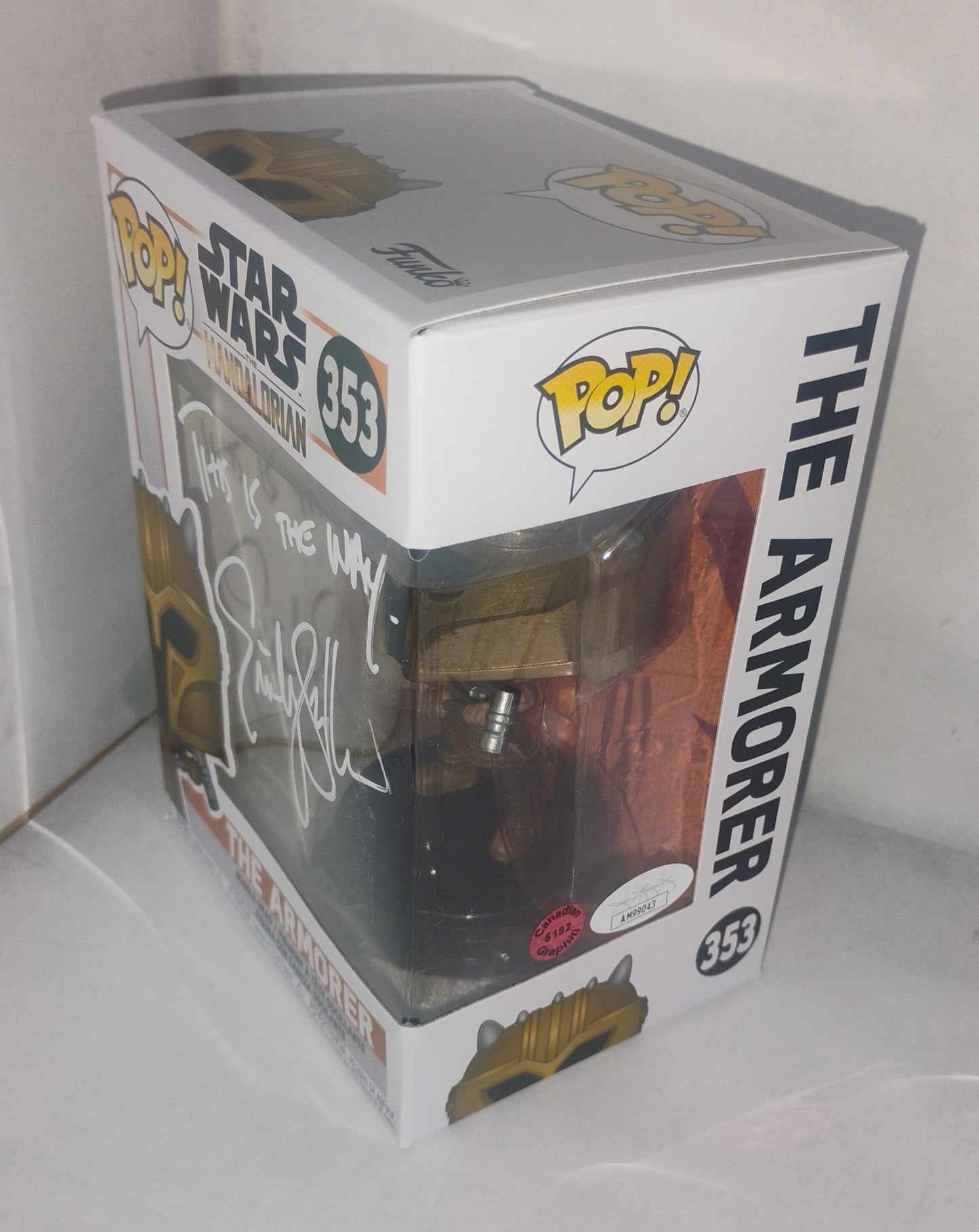Emily Swallow Hand Signed Autograph Funko Pop JSA COA Star Wars The Armorer