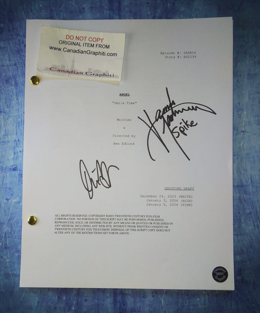 David Boreanaz & James Marsters Hand Signed Autograph Angel Script COA