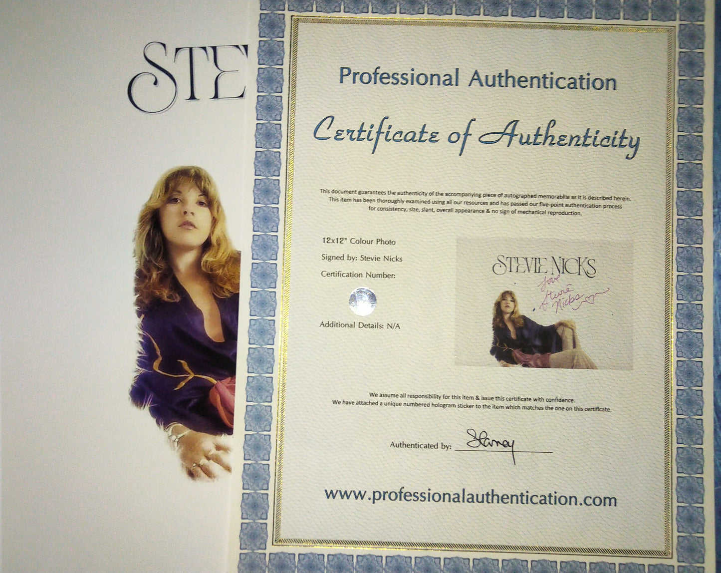 Stevie Nicks Hand Signed Autograph 12x12 Photo COA Fleetwood Mac
