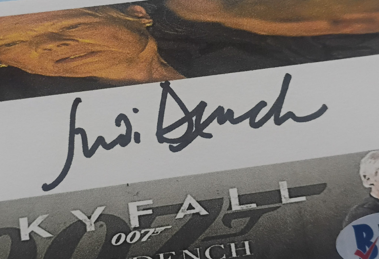 Judi Dench Hand Signed Autograph Index Card BAS COA James Bond