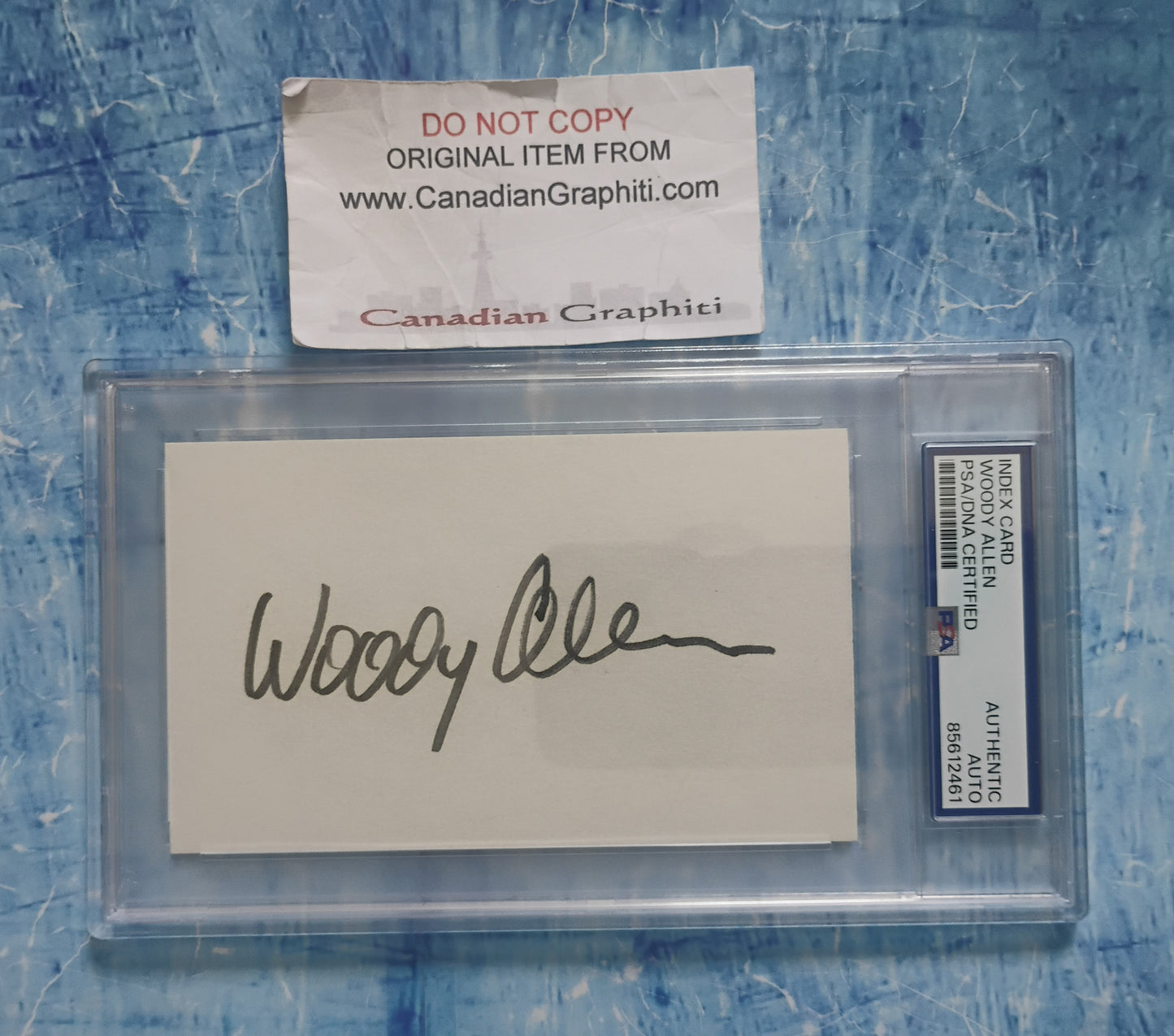 Woody Allen Hand Signed Autograph Index Card PSA COA