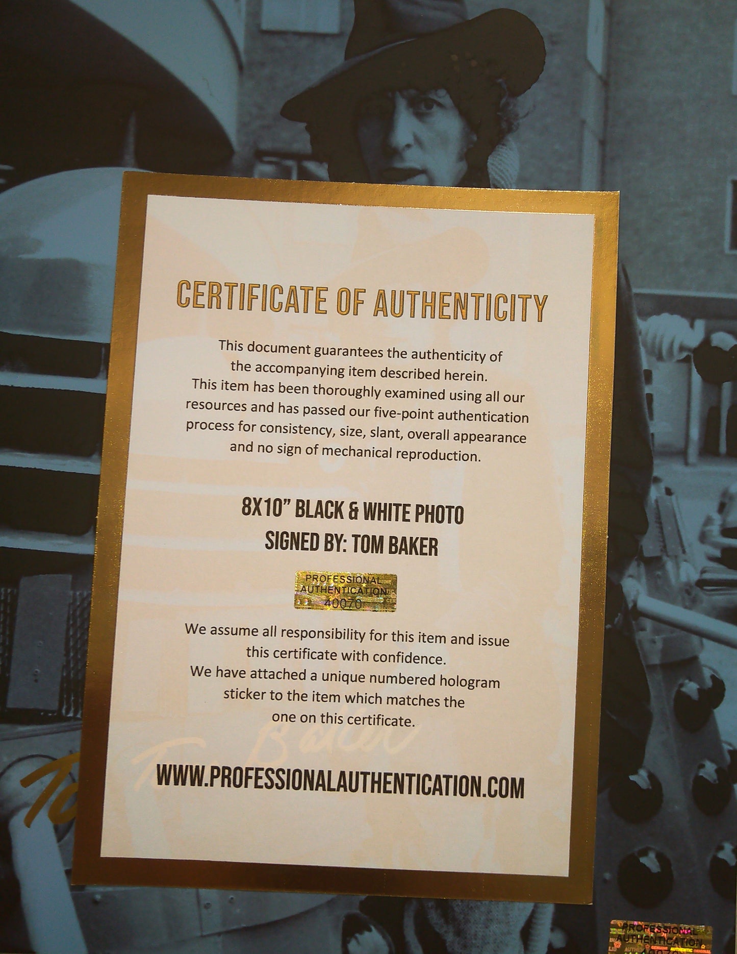 Tom Baker Hand Signed Autograph 8x10 Photo COA Doctor Who