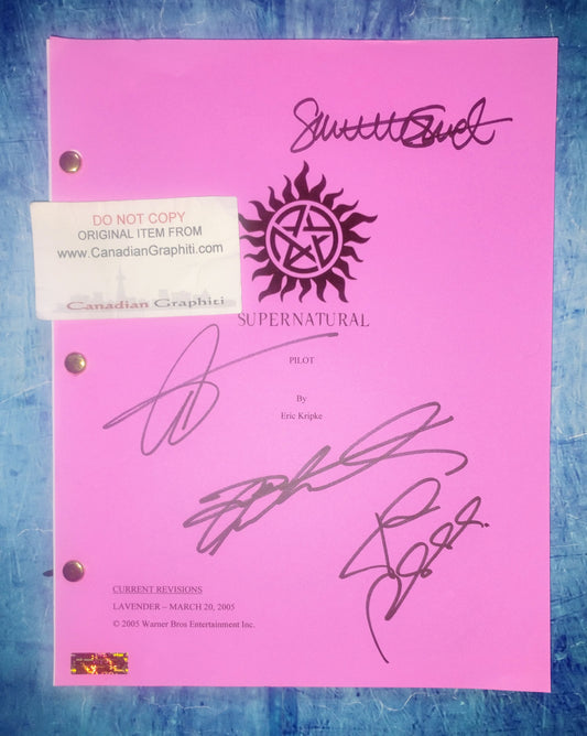 Supernatural 4x Cast Hand Signed Autograph Script COA Jensen Ackles, Jared Padalecki