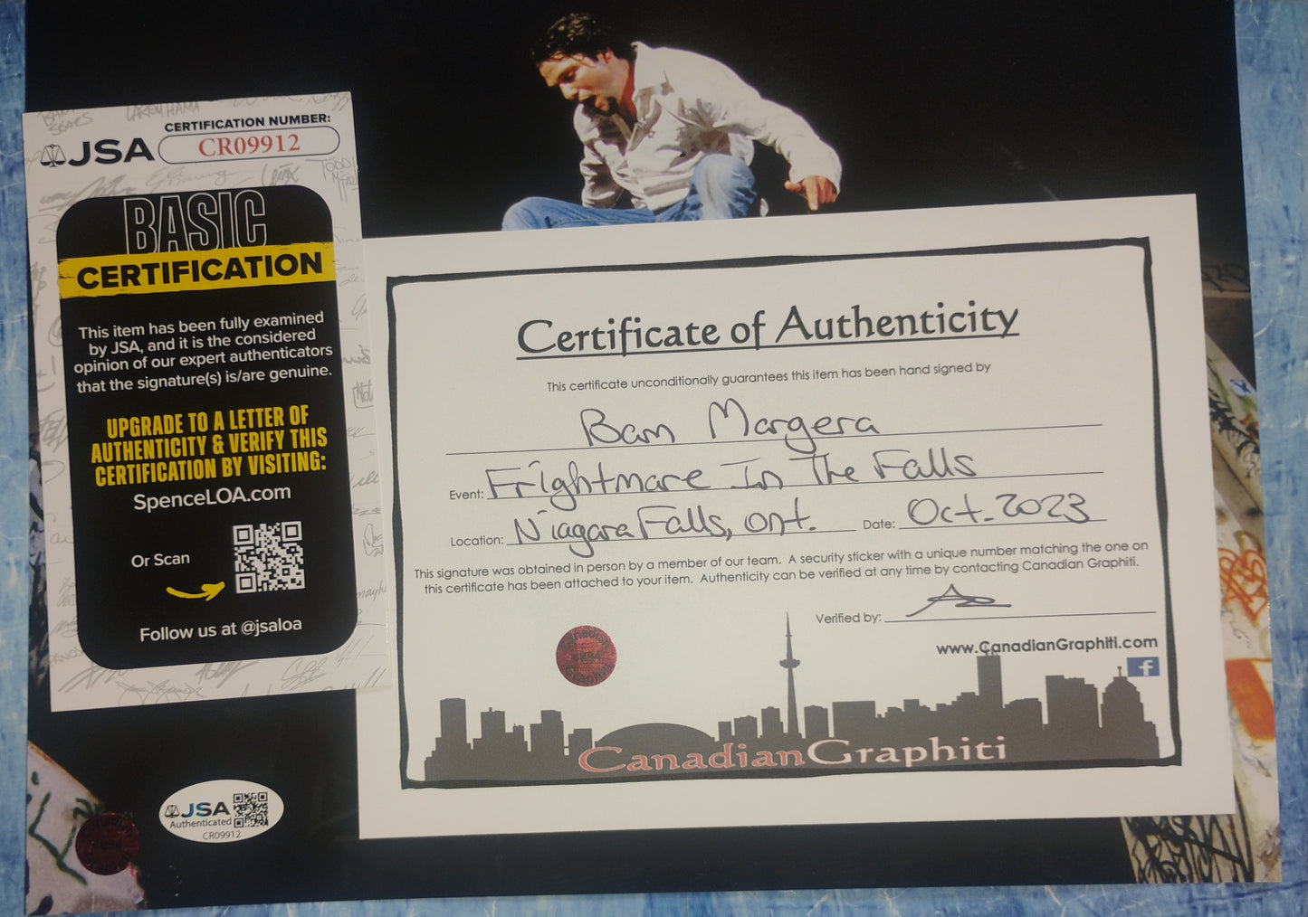 Bam Margera Hand Signed Autograph 8x10 Photo JSA COA Jackass