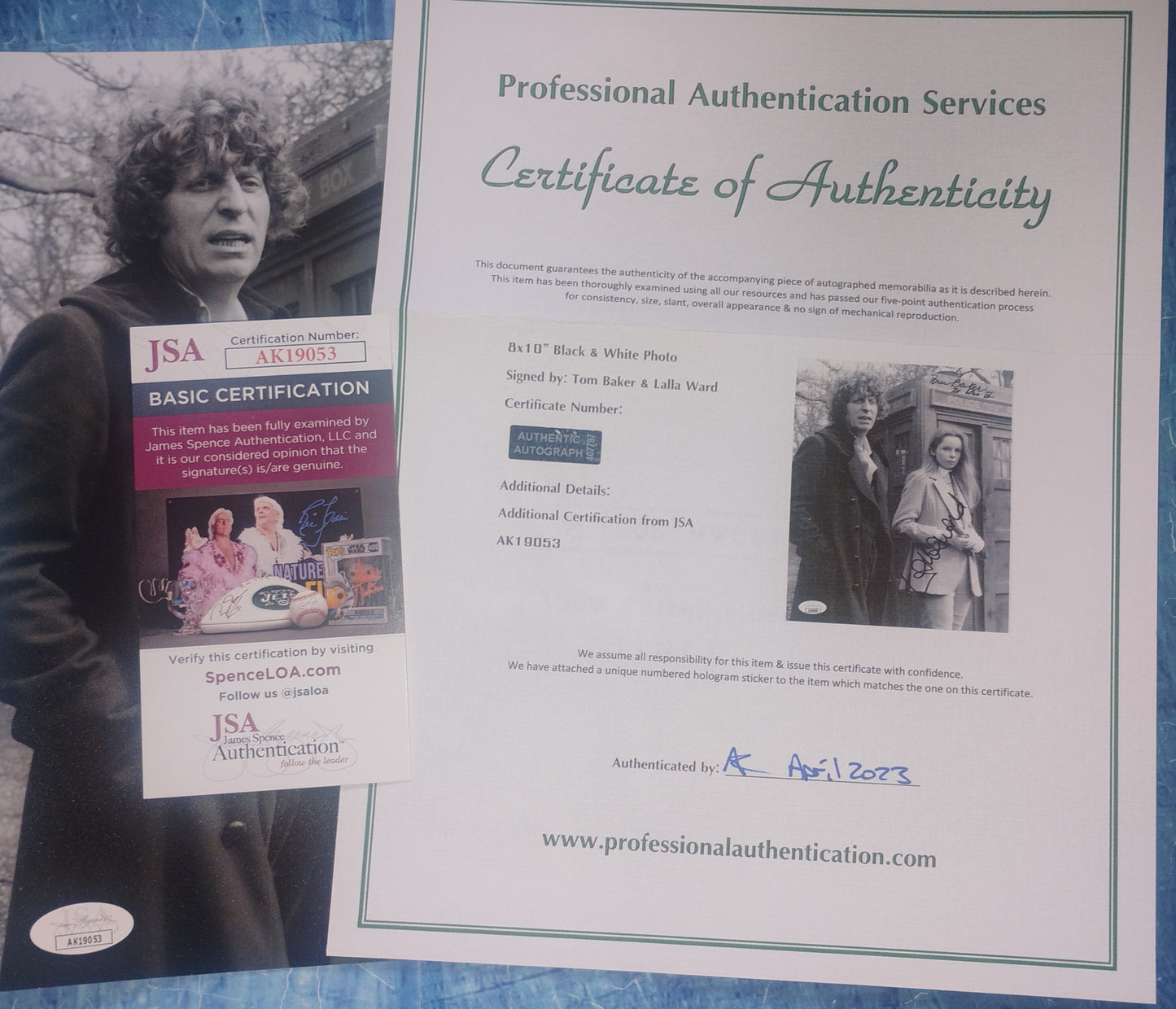 Lalla Ward & Tom Baker Hand Signed Autograph 8x10 Photo JSA COA Doctor Who