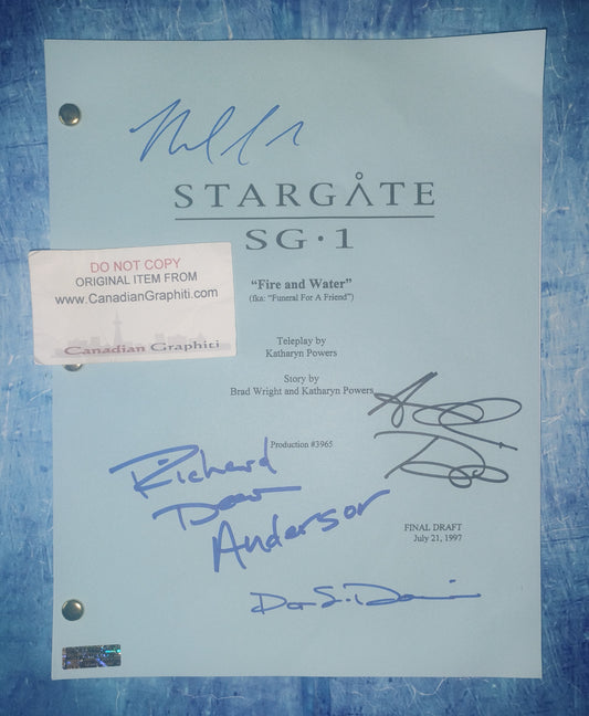 Stargate SG-1 Cast Hand Signed Script COA Richard Dean Anderson, Amanda Tapping, Don S Davis, Michael Shanks