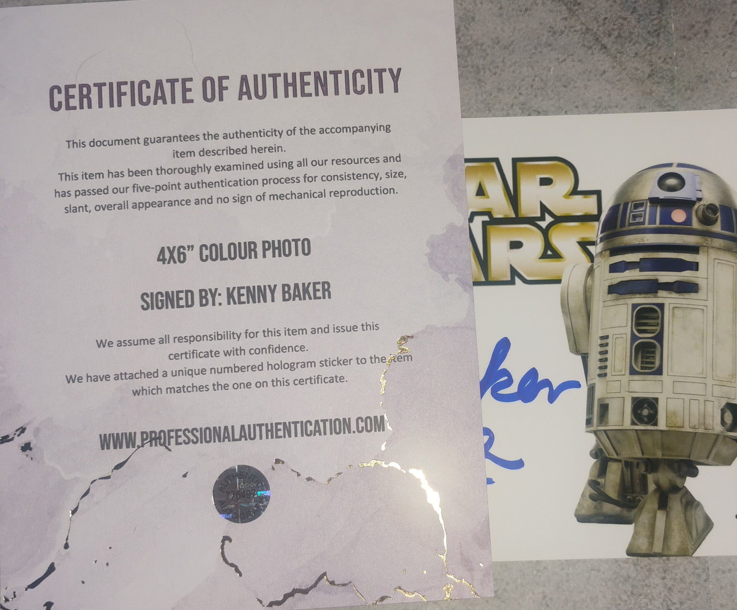 Kenny Baker Hand Signed Autograph Photo COA Star Wars