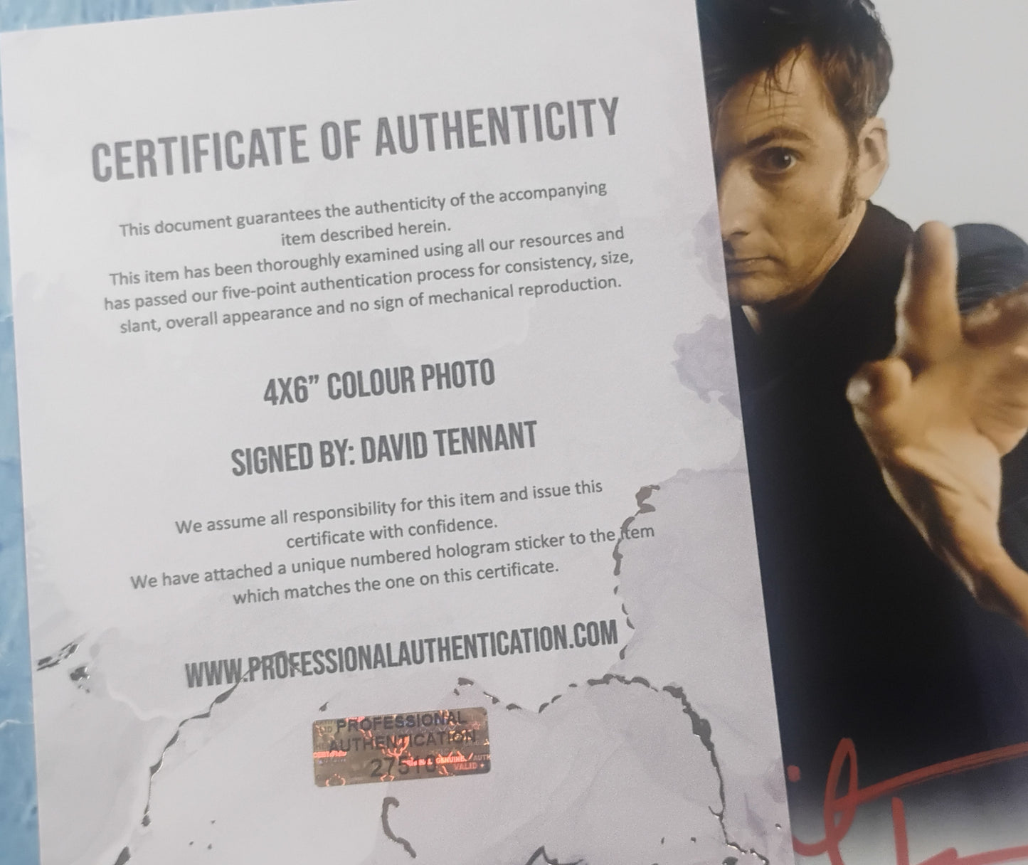 David Tennant Hand Signed Autograph Photo COA Doctor Who