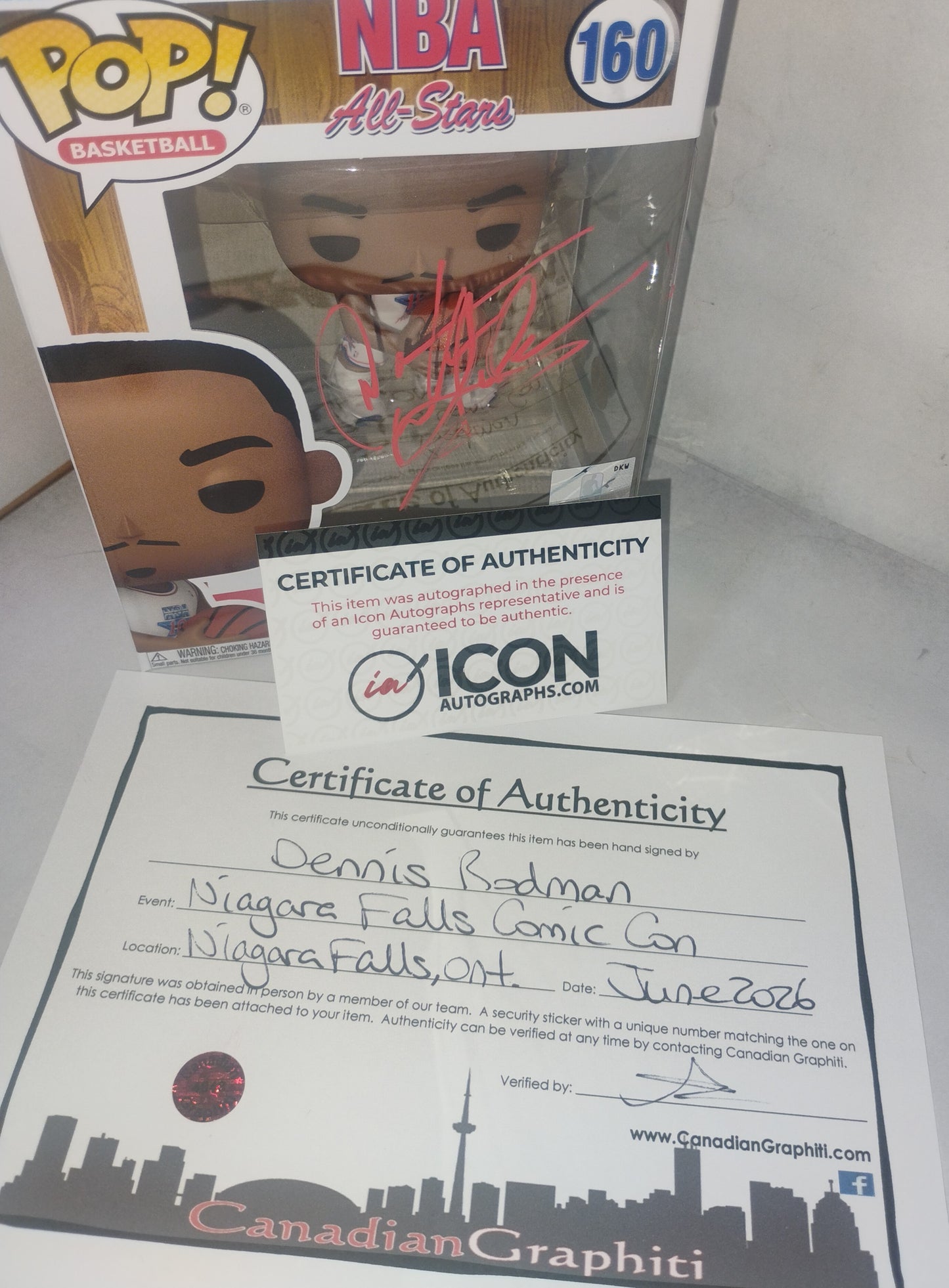 Dennis Rodman Hand Signed Autograph Funko Pop Figure COA Chicago Bulls