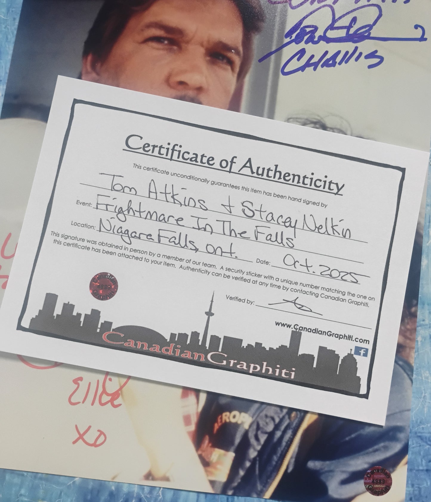 Tom Atkins & Stacey Nelkin Hand Signed Autograph 8x10 Photo COA Halloween III